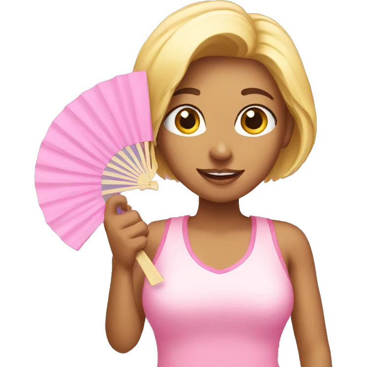 pink holding fan emoji