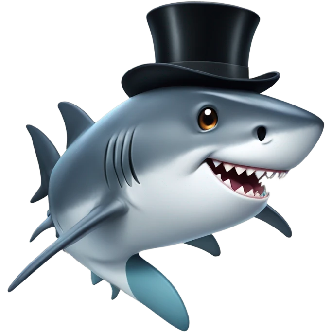 Shark with a top hat emoji