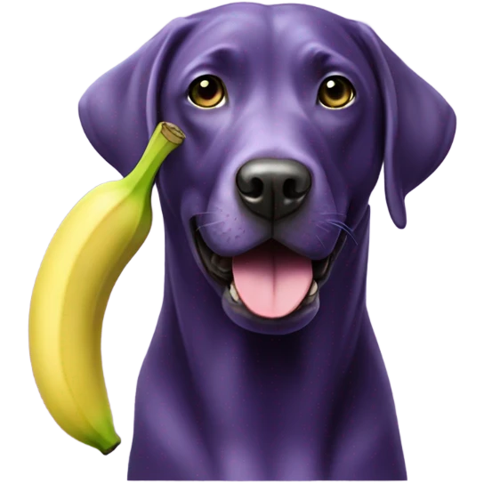 Purple Labrador eating a green banana  emoji