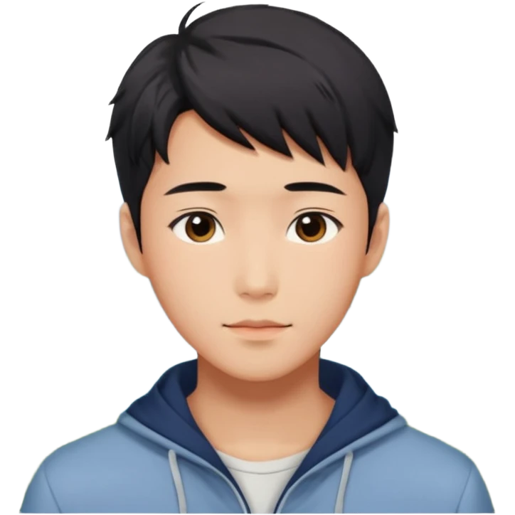 Gorgeous romantic Asian anime gentle man with blushing face aesthetic trending style outside emoji
