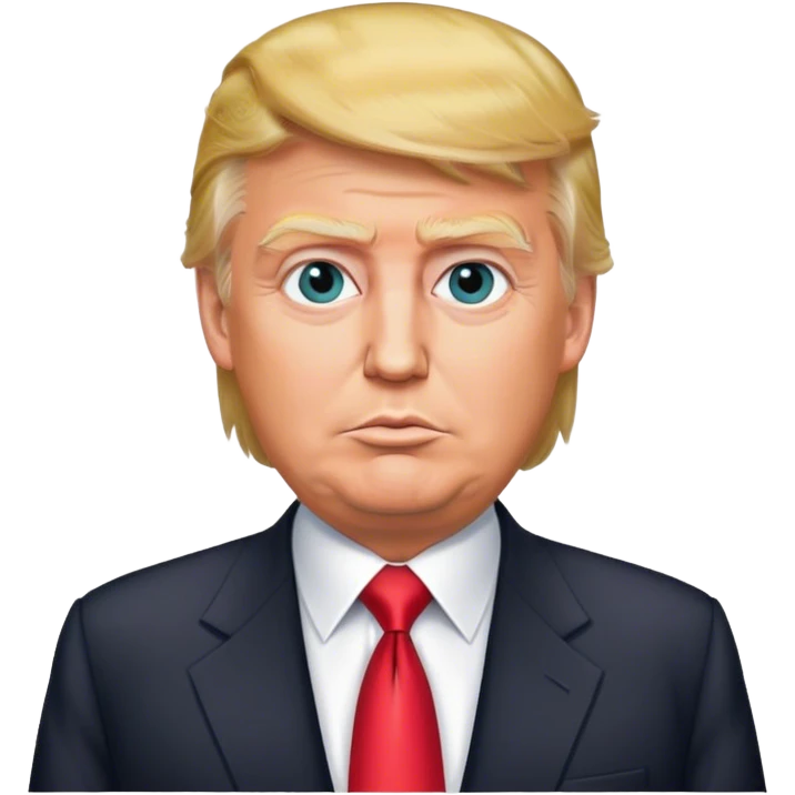 Photorealistic Donald Trump stands in a suit emoji