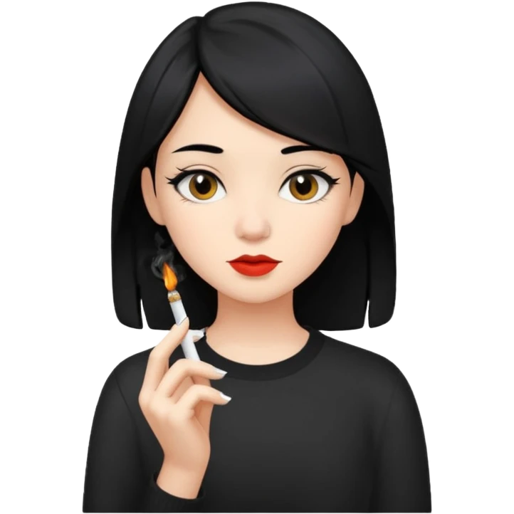 girl with black hair and cigarette emoji