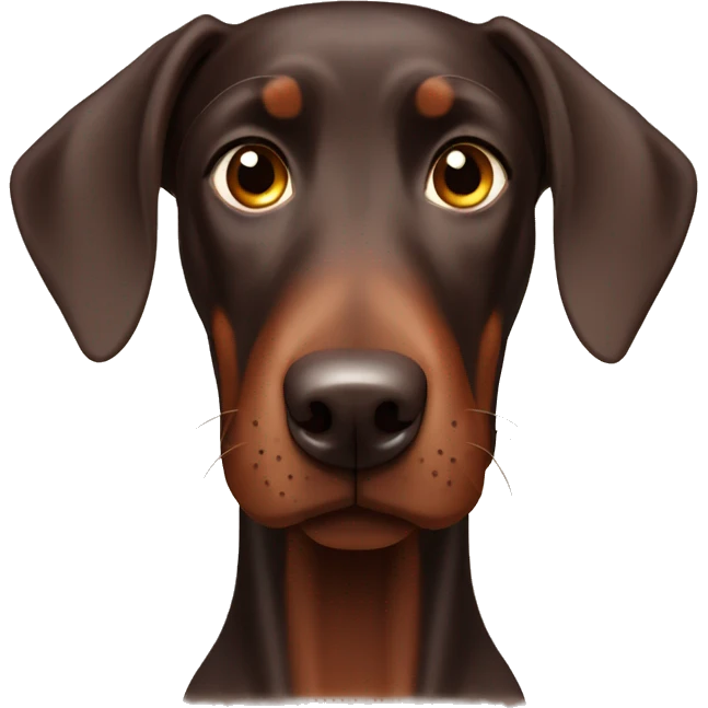 Male chocolate Doberman with floppy ears emoji