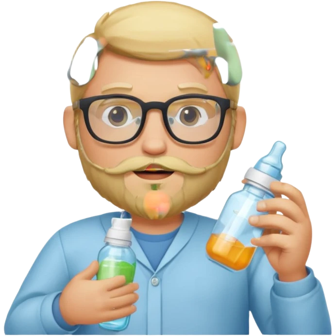 blonde bearded man with glasses with baby bottle emoji