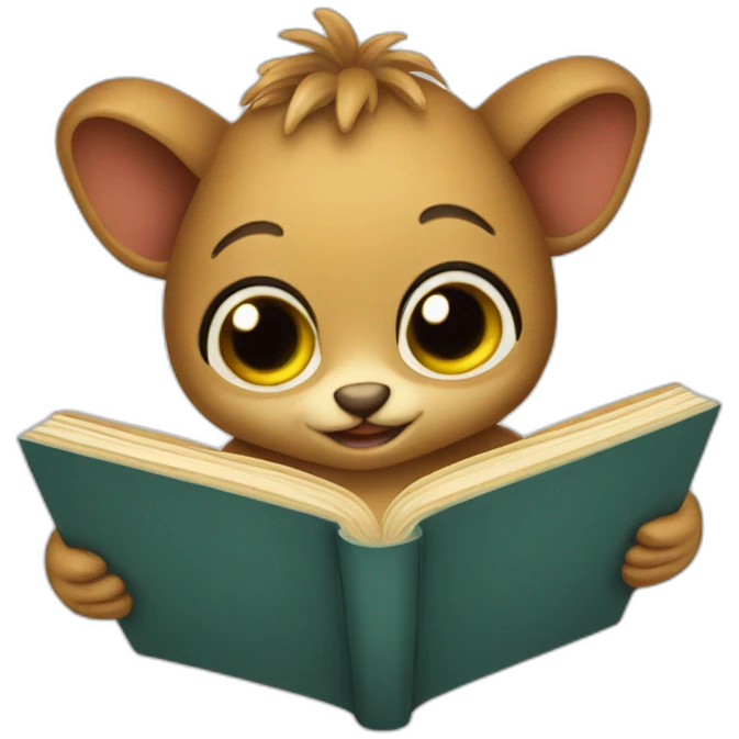 Cute creature reading a book emoji