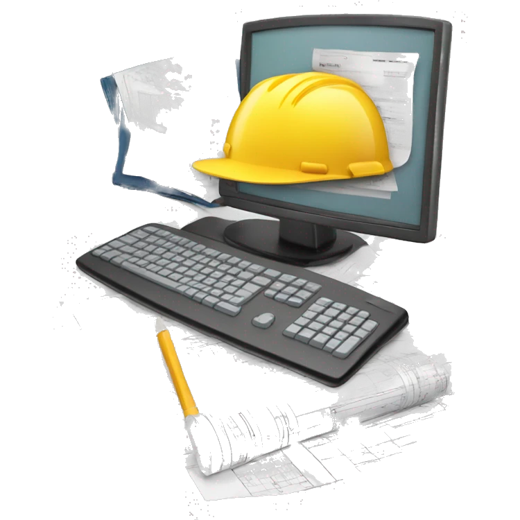 computer with construction documents and a budget for a building emoji