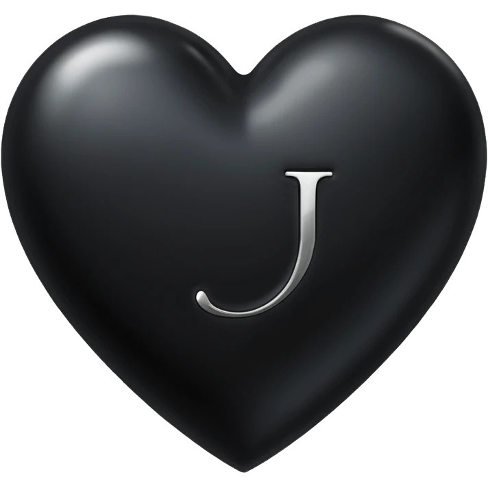 A black heart with the letter "J" in the middle emoji