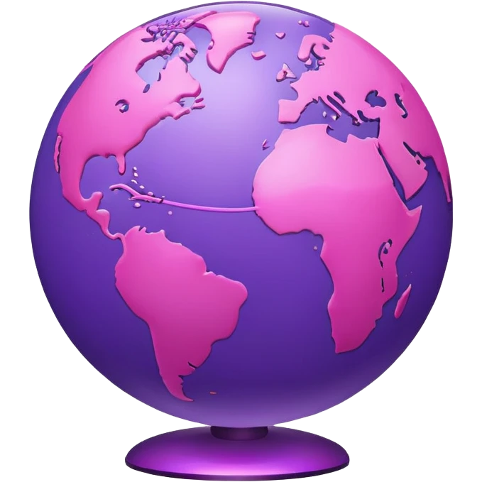 purple globe with pink network lines, shiny and simple emoji