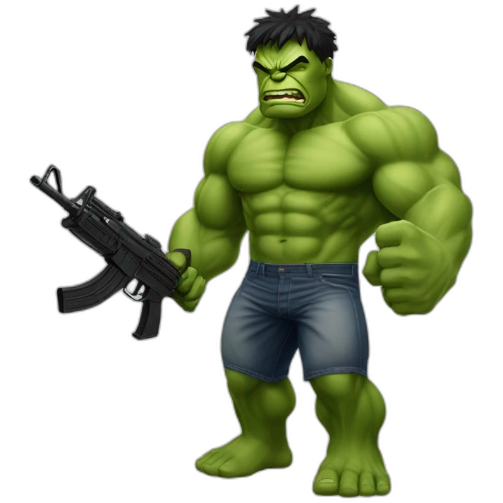 Hulk mélange avec une AK-47 emoji