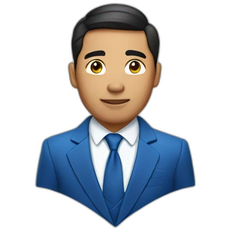 Pilipino man with a diamond earring and a blue suit and tie emoji