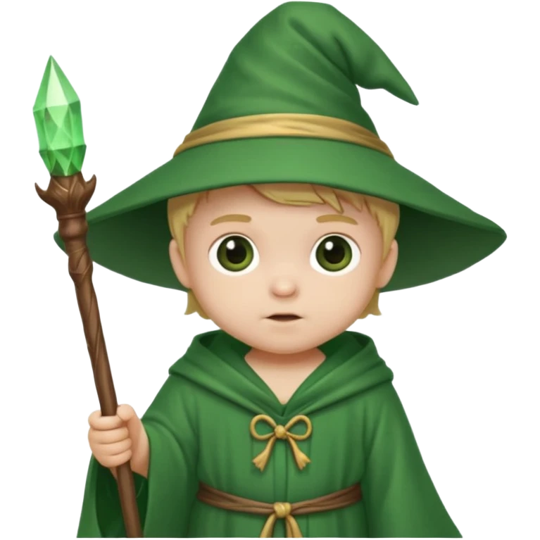 baby wizard with green robe and staff emoji