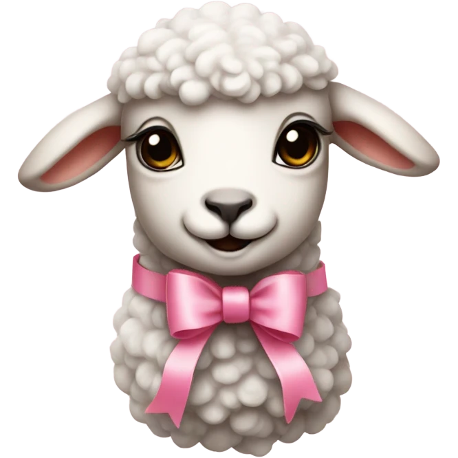Rococo lamb with pink bow realistic  emoji