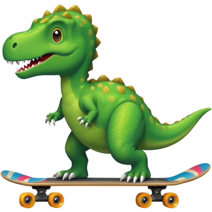 Dinosaur on a skateboard emoji