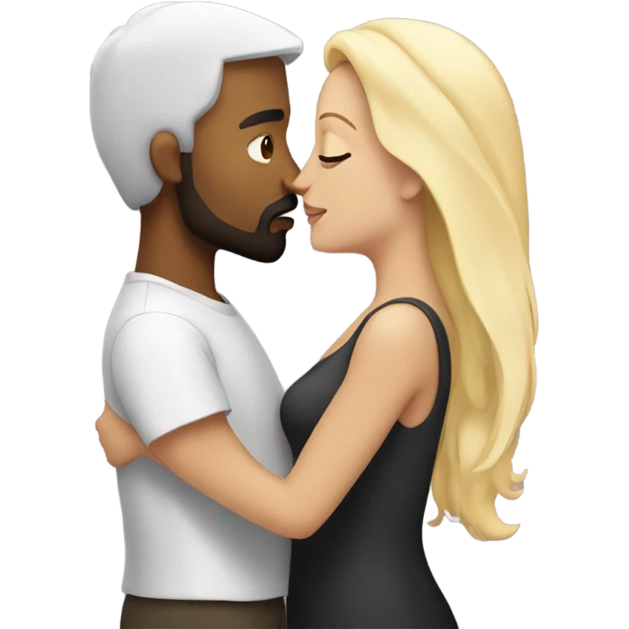 White Man with dark hair and beard kissing white woman blonde long hair  emoji