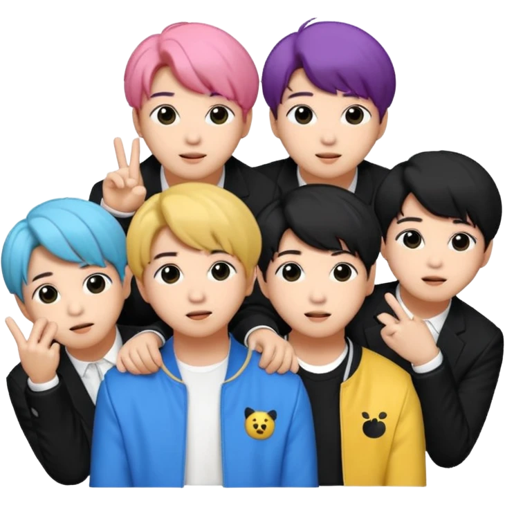 Puedes crear unos emoticonos de la banda de kpop BTS, su logo, el logo de su fandom, y a ellos emoji
