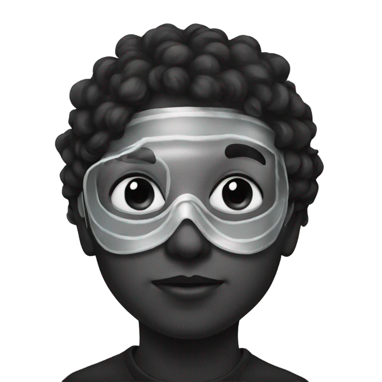 monochrome portrait of a boy with sky mask  emoji