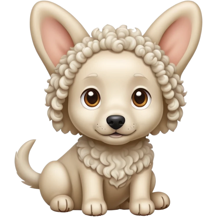 Curly-haired big-eared white dog emoji