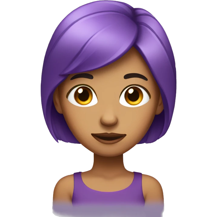 Tan girl with purple hair doing a side eye emoji