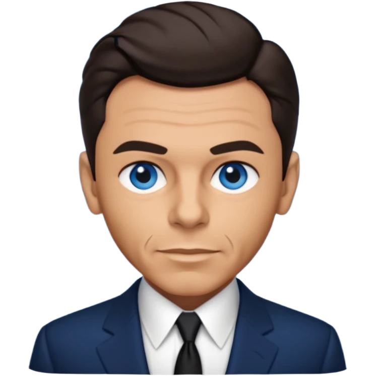 Frank Sinatra with blue eyes, dark brown hair, navy blue outfit emoji