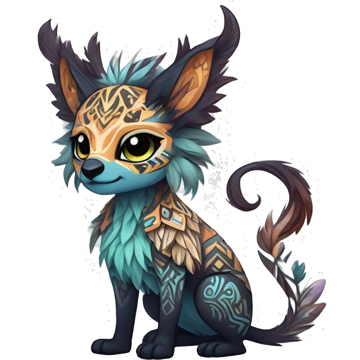 cute Kawaii edgy ethereal shy epic tribal fantasy animal fursona Fionbri creature by griffsnuff & LiLaiRa & Falvie with exotic colors with intricate patterns full body emoji