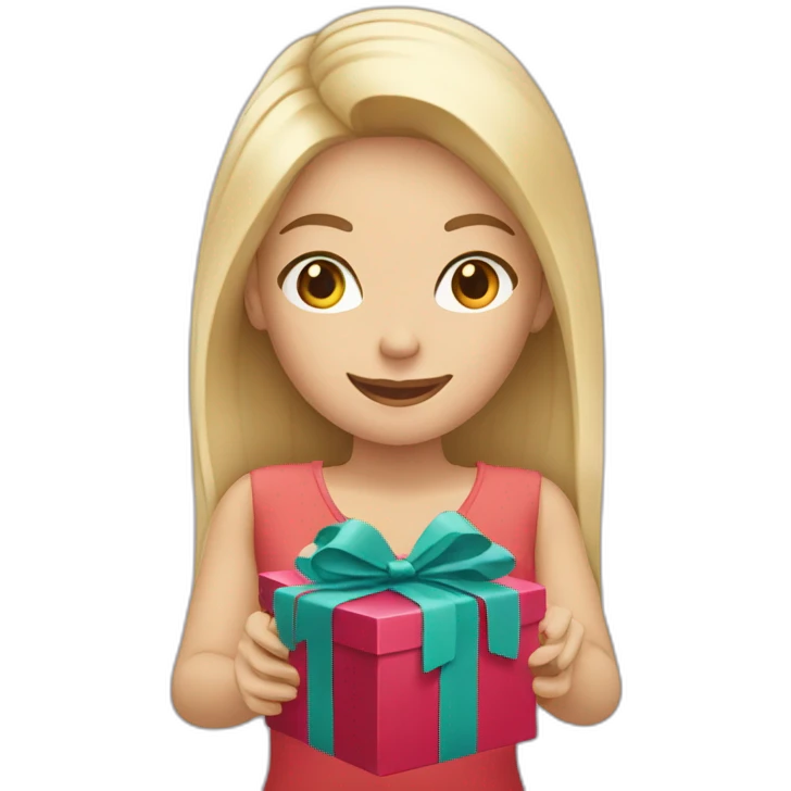 white blond woman opening gift emoji