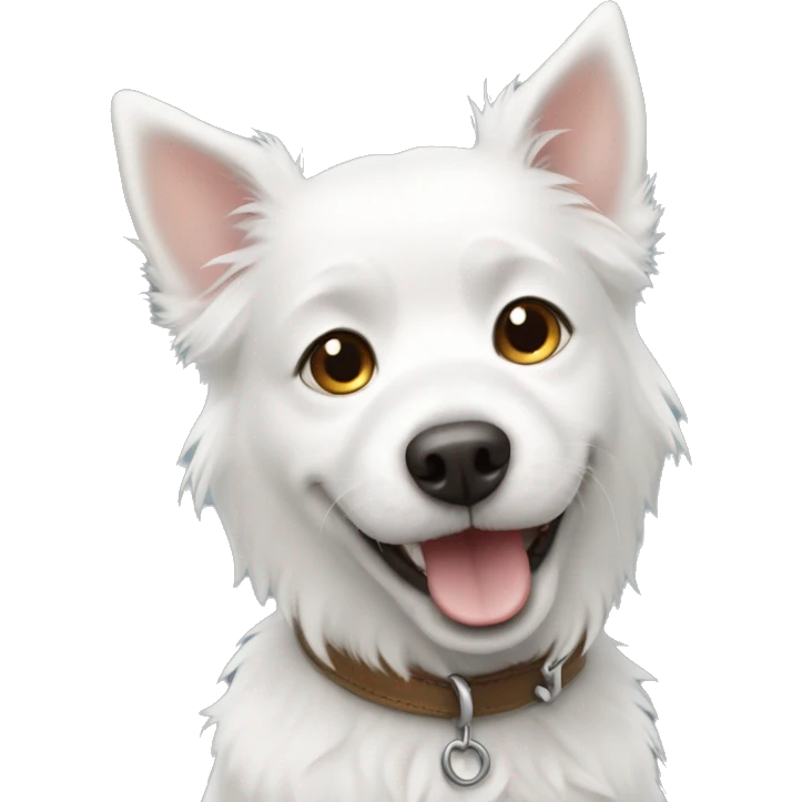 cute white dog like a animation character emoji