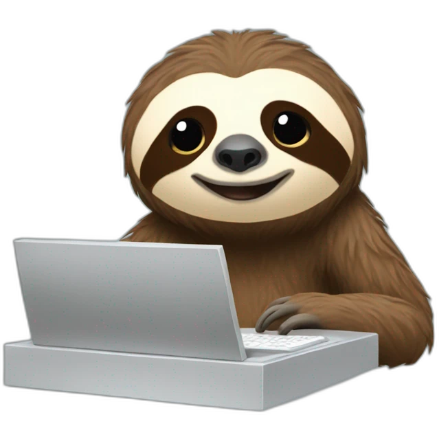 The sloth works at the computer emoji