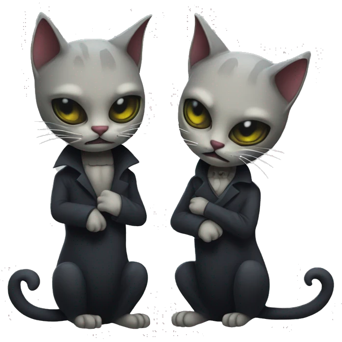 two undead cats in love coming out of graves emoji