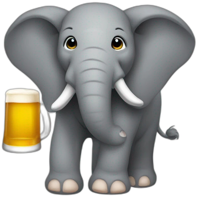 Elephant qui biot une bière emoji