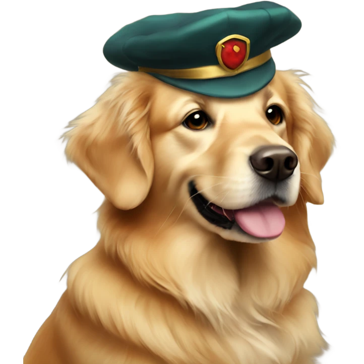 a golden retriever dressed up as robin emoji