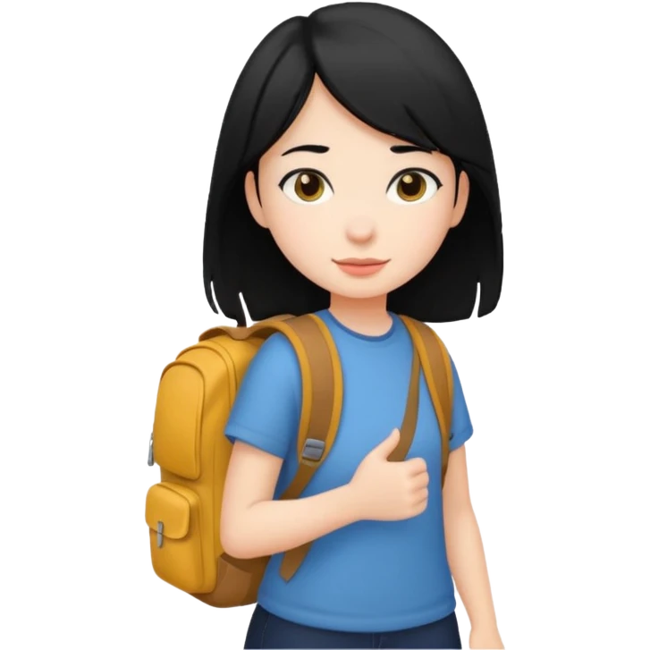 girl with black hair leaving home emoji
