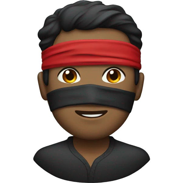blindfolded man with dark hair  emoji