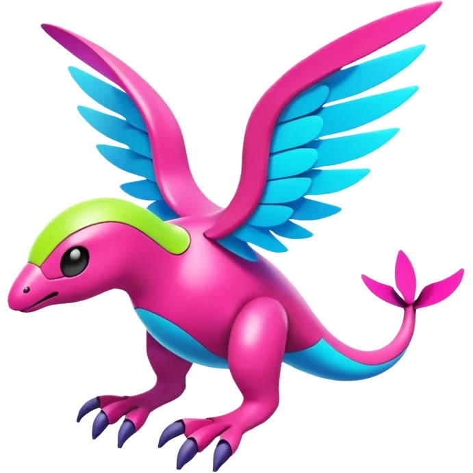 Colorful Neon Colors Vibrant Colors Flying Futuristic Fakémon-Pokémon-Creature Full Body emoji