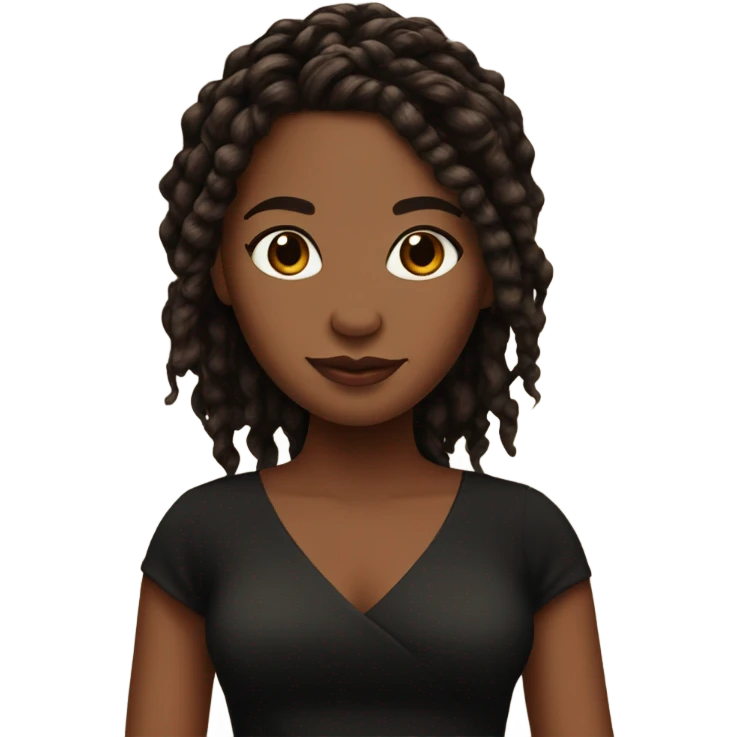 Brown skin I’m a cute black dress with red and black locs emoji