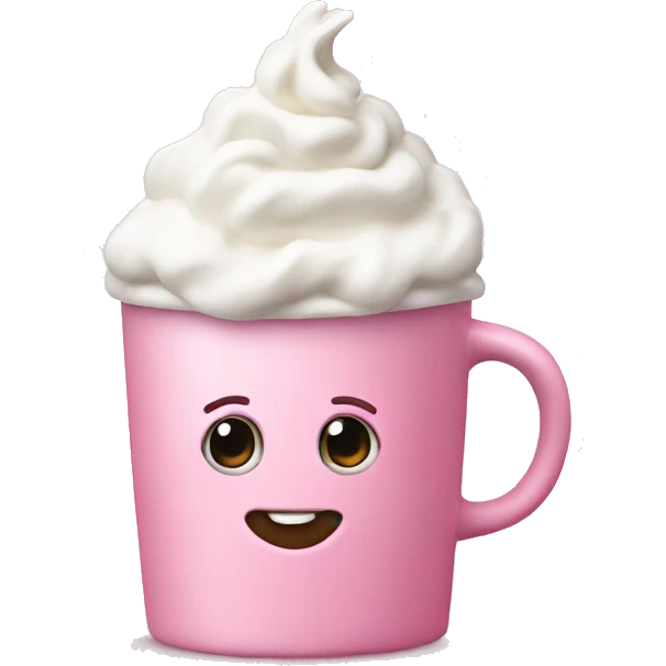 Cute pink mug with whipped cream  emoji