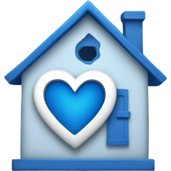 Words "one click home" with blue heart emoji