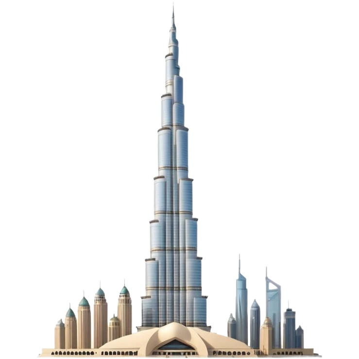 Burj Khalifa, light beige, minimalist, different angles, emoji style emoji