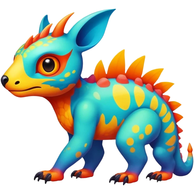 colorful dark Fakémon-creature with random markings emoji