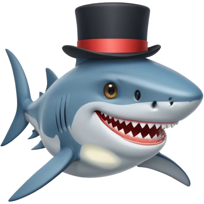 Shark with a top hat emoji