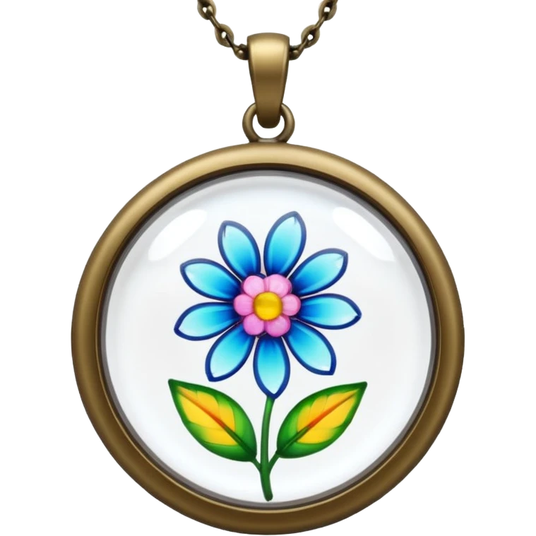 round pendant filled with resin and flower emoji