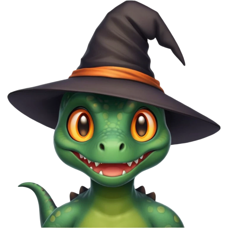 Dino wearing witch hat emoji