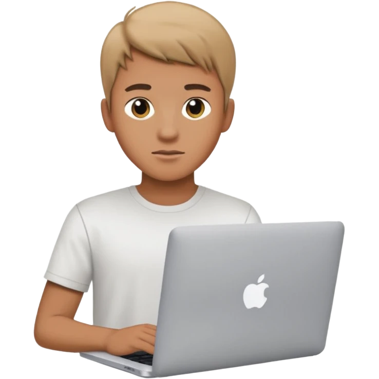 20 years old boy behind a macbook emoji