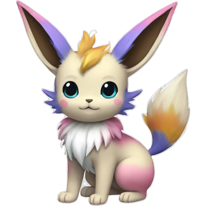 Colorful Kawaii Eeveelution-Cute-Pokémon-fusion full body emoji