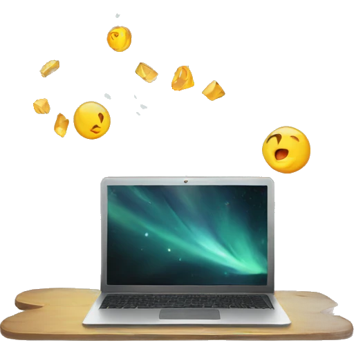 laptop and magic emoji