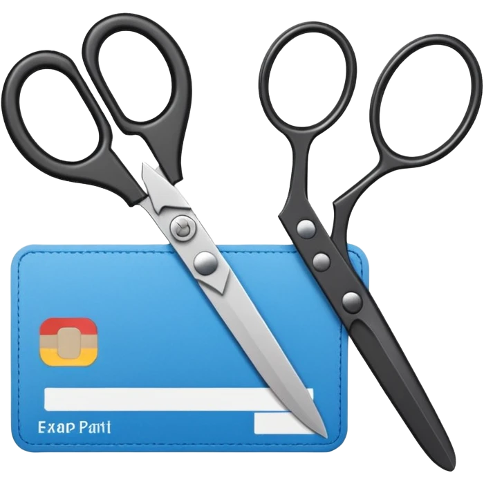 Floating black Scissors cutting in half an idf soldier ID card with a little chip in 2 parts emoji