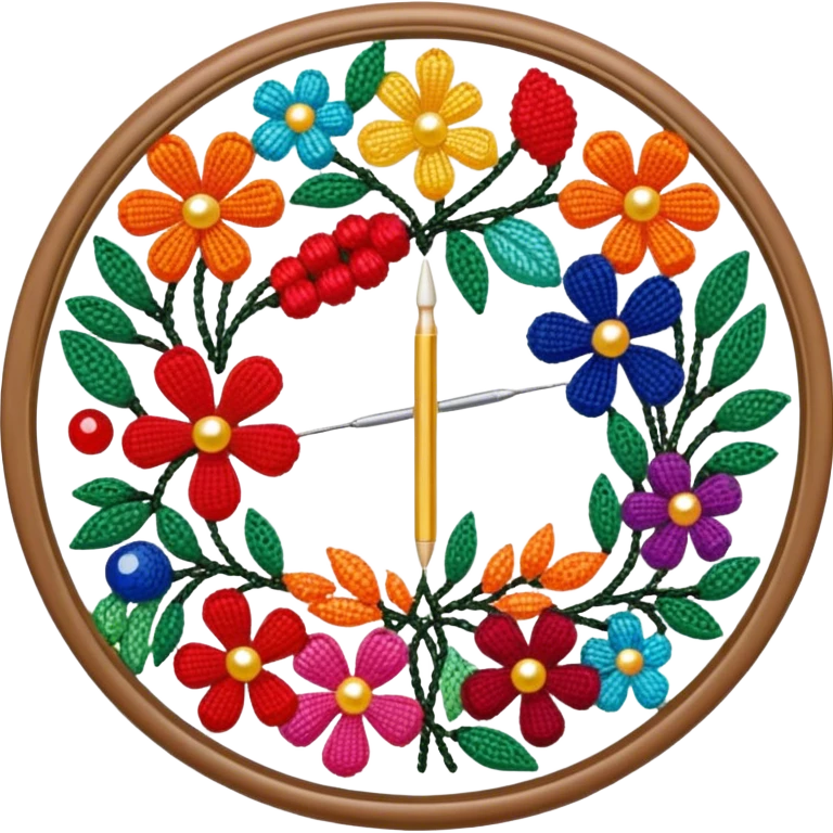 Create a harmonious and well-composed icon that represents the hobby of beadwork. The design should feature colorful beads, thread, and a beading needle or tool in a balanced arrangement. The elements should flow naturally, reflecting the creativity and precision of the craft. Ensure the composition is clean and aesthetically pleasing, with vibrant yet balanced colors. The background should be transparent. emoji