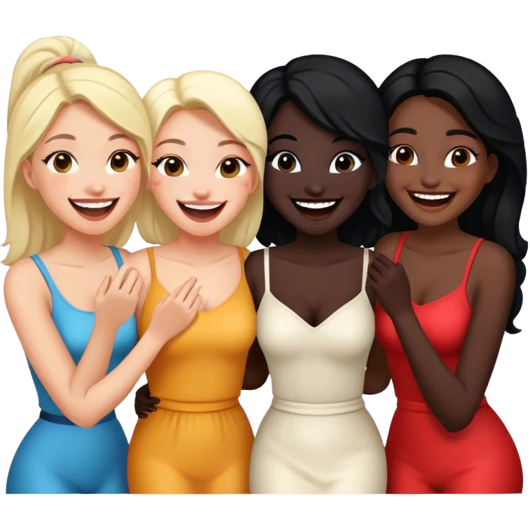 Four female friends, two are Latin one is black and one is white  emoji