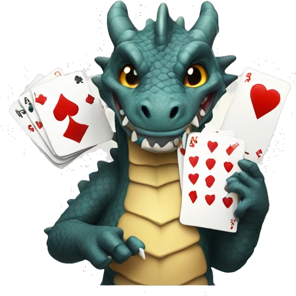 A dragon holding a hand of poker cards emoji