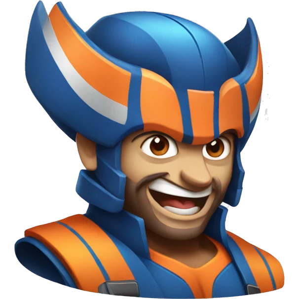 happy blue and orange wolverine emoji