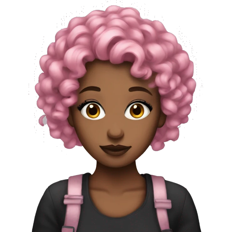 girl with pink curly hair and smoky black eyeshadow emoji